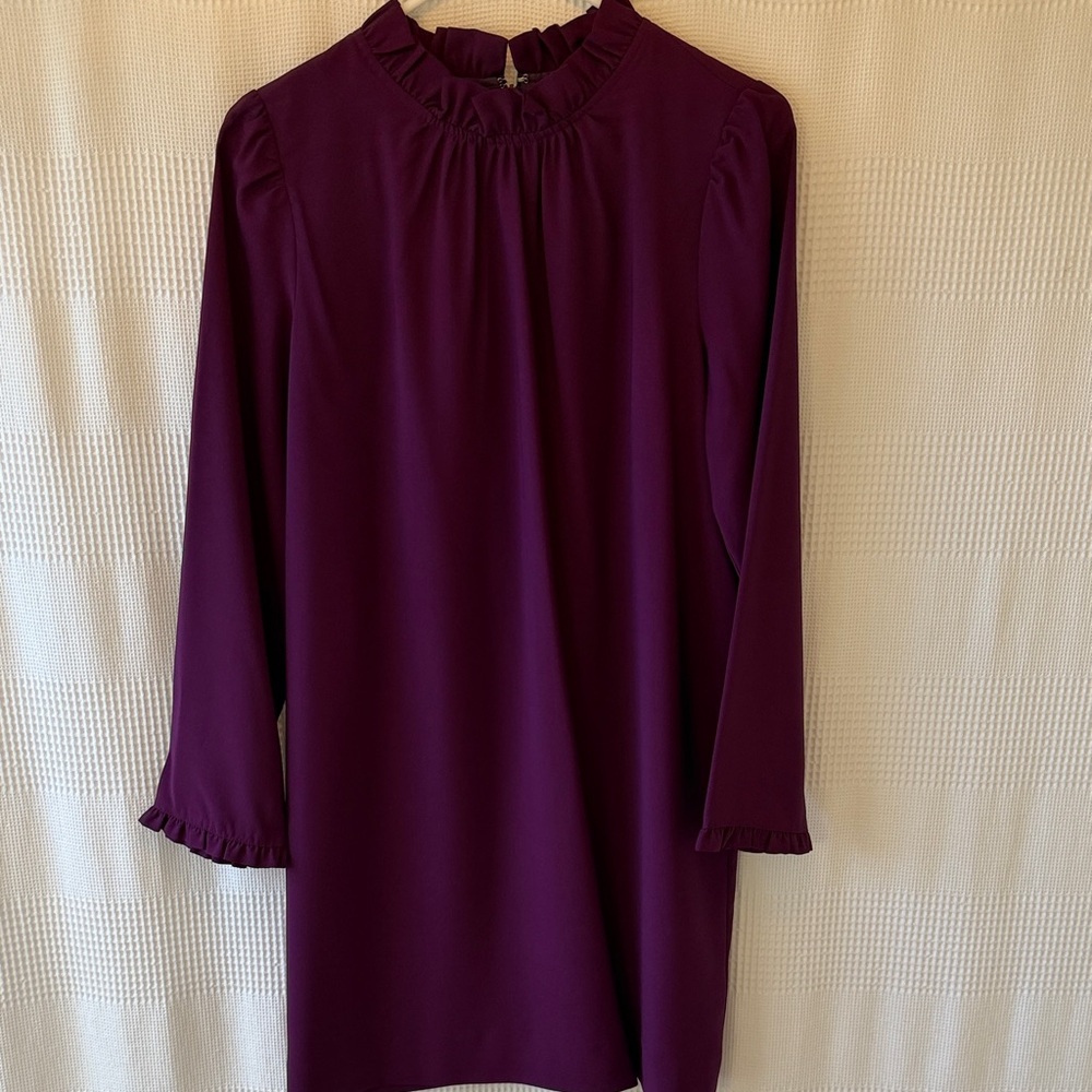 J. Crew Factory Plum Ruffle-Trim Midi Dress